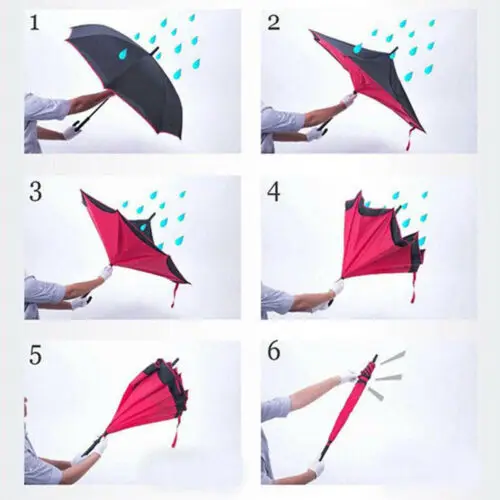 Американский перевернутый с-образной ручкой зонтик двойной слой ветрозащитный обратный дизайн зонтик с-образной ручкой зонт складной зонт