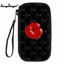 Бесшумный дизайн Паспорт ID-карты держатель карты 3D джинсовый карман Красные Губы Мультфильм Печатный женский кошелек с защелкой Кошельки для монет для девочек сумки