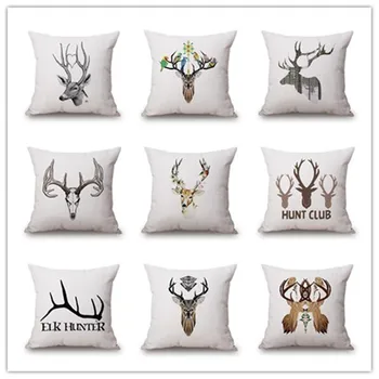 

Simple Nordic Reindeer Printed Pillow Bed Sofa Cushion Home Decorative Throw Pillow Fundas Para Almofadas Cojines