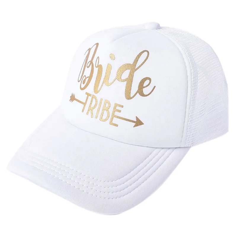 Надпись «Bride Tribe» Snapback Кепка-тракер Кепка с сеточкой и золотыми буквами стрелка Свадебные Бейсбол Кепки