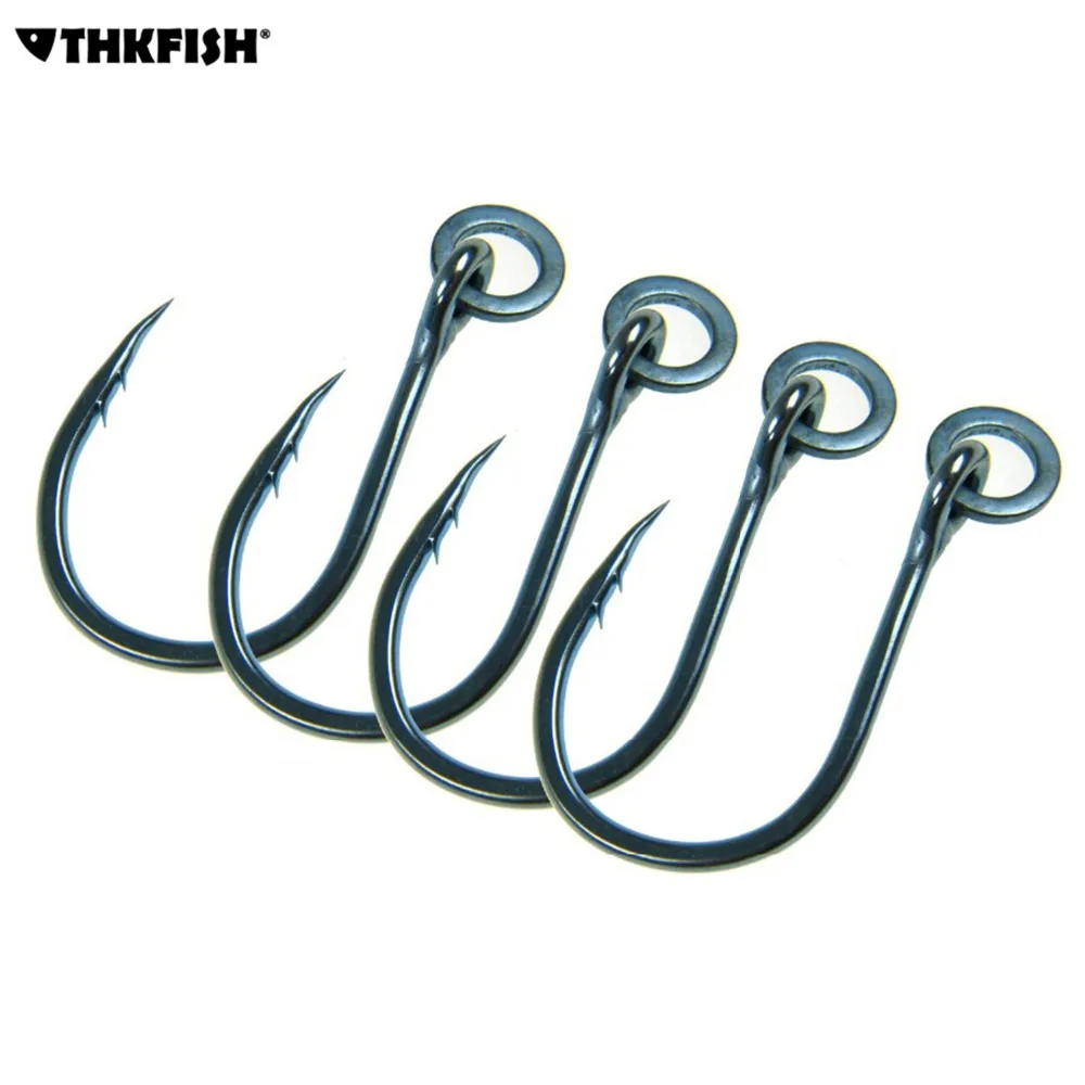 4Pcs/Lot Big Up Eye Jigging Hook Fishing Hooks Saltwater 2/0 6/0