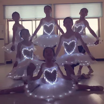 

2017 Girls' Professional Ballet Dress Dance Dress Dancewear with LED Display Swan Lake White swan Ballet dance skirt for Kid
