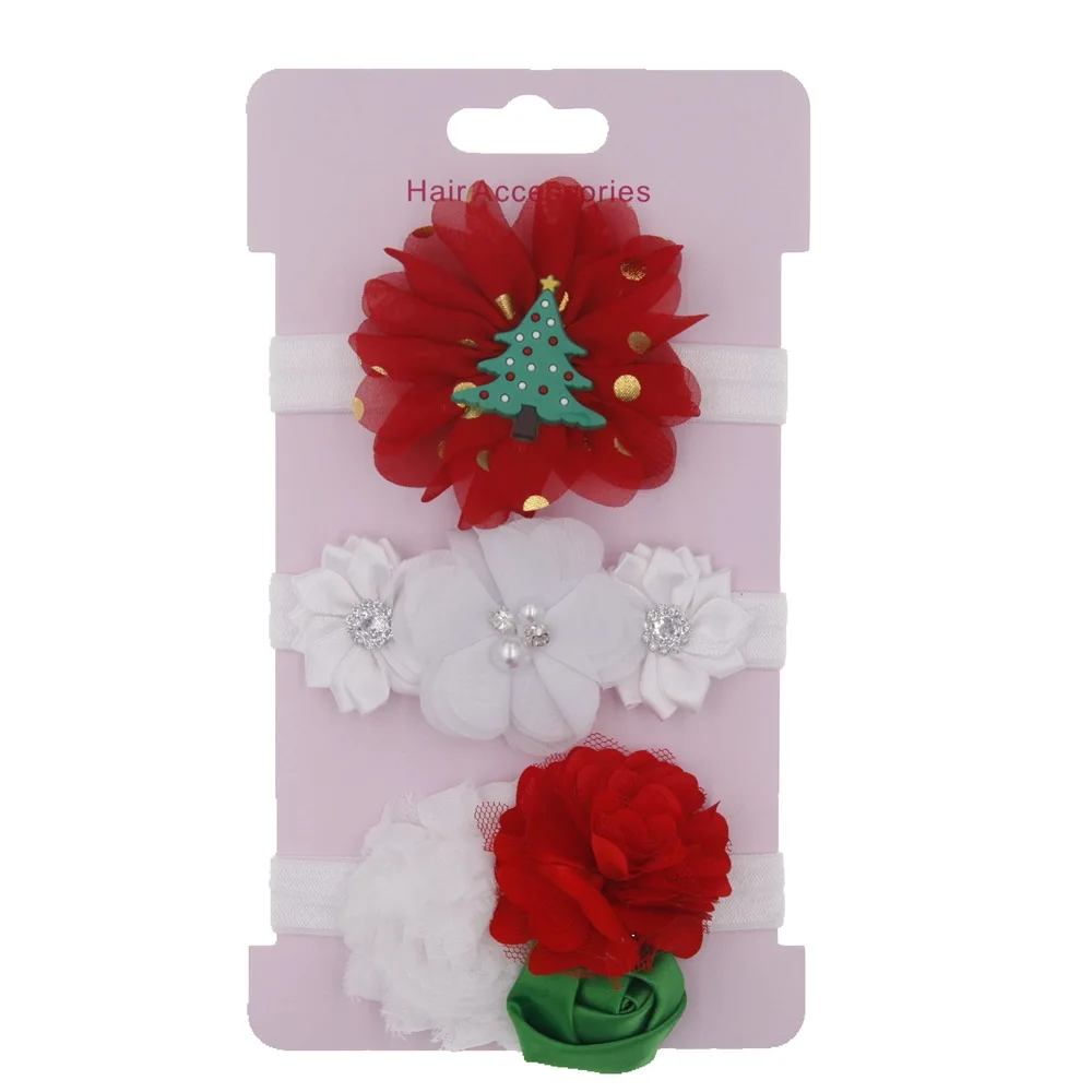 

3pcs 2018 flower hair band elastic double hair Bow floral Headband cute girls headwear children hair accessories Xmas Gifts