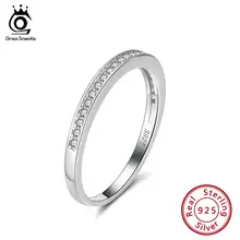 ORSA JEWELS подлинное Серебро 925 женское кольцо с AAA циркон Романтические Свадебные обруч кольца на пальцы серебряные ювелирные изделия OSR136