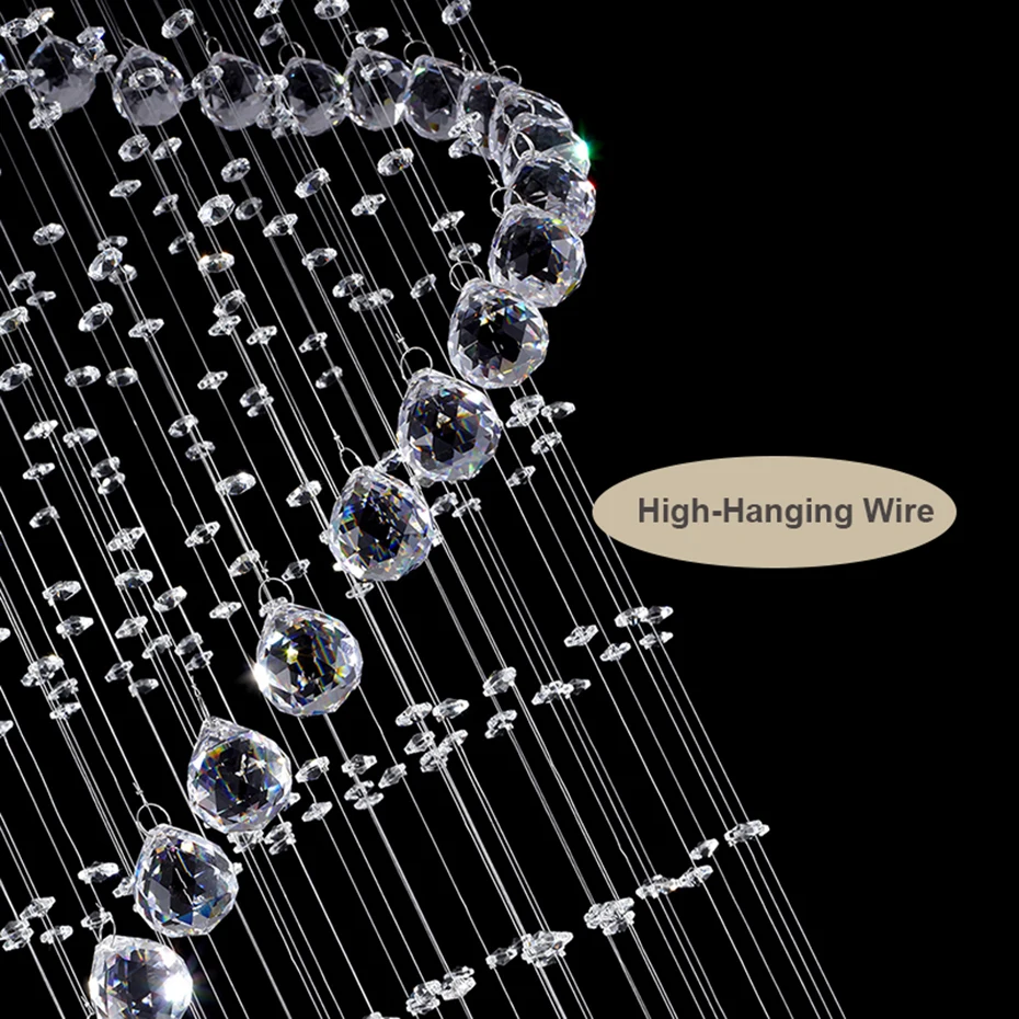 Современный большой Sprial Lustre K9 светодиодный хрустальный светильник для гостиной потолочный светильник для лестницы Светильник для помещений