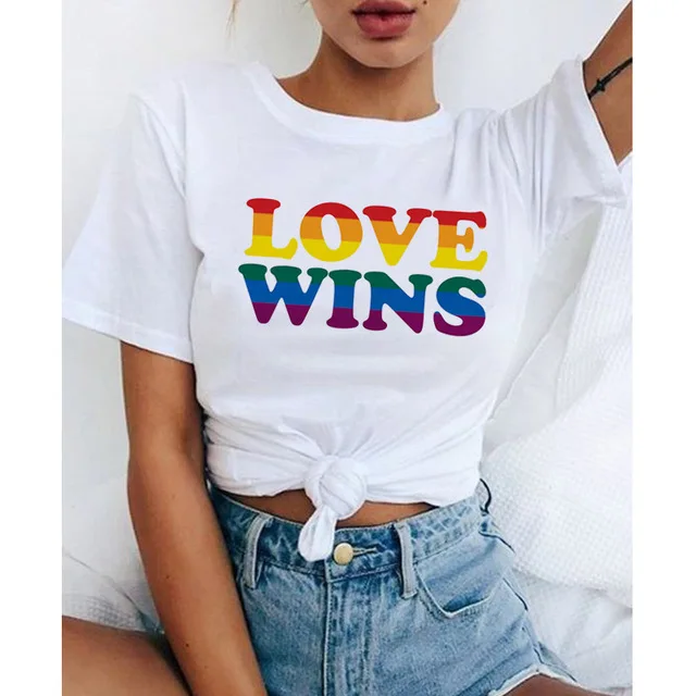 Футболка для геев lgbt женская футболка с надписью Love Wins радужная love is love|Футболки| |