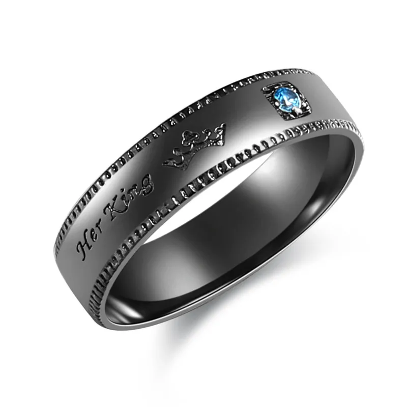 Best BOAKO Promise Couple Rings Trendy Her King amp; His Queen Custom Crytal Stone Crown Charm Copper Wedding Ring for Women Men X7 M2