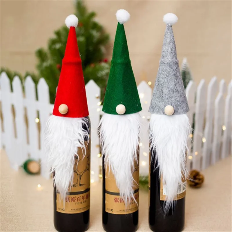 

Christmas Wine Bottle Set Santa Decoration Xmas Bottle Cap Xmas Party Decor Christmas Decoration For Home