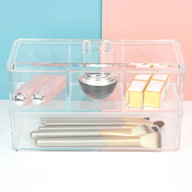 Portable Transparent Makeup Organizer Storage Box Acrylic Make Up