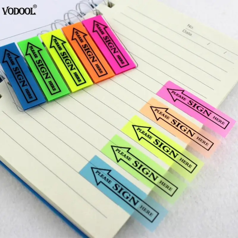 

VODOOL Self Adhesive Stickers Memo Pad Sticky Notes Planner Index Sign Tag Bookmark Writ-on Marker Stationery School Supplies