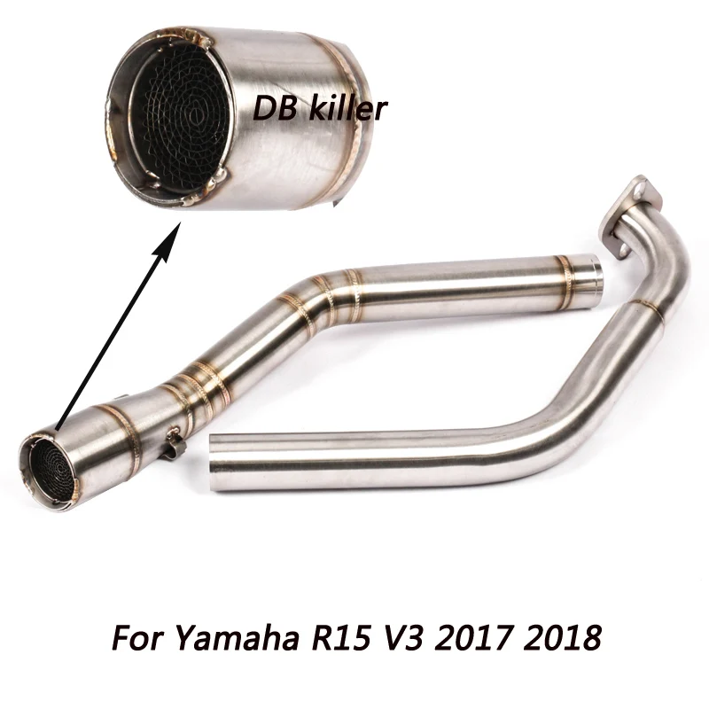 R15 V3 матч 51 мм соединительная трубка полный выхлоп мотоцикл системный глушитель с подключением трубы ссылку Slip on выхлопных газов для Yamaha R15 V3 - Цвет: Золотой
