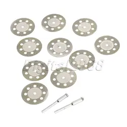 New 10pcs 8 Holes Diamond Circular Saw Blades Cutting Cut Off Cutter Wheel Discs + 2pcs Mandrel for Dremel Rotary Tools 30mm
