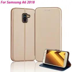 Yonlintan кожаный магнитный чехол для samsung galaxy 6 A6 2018 флип 5,6 "чехол для телефона чехол на заднюю панель с центральной прищепкой Чехол-книжка с