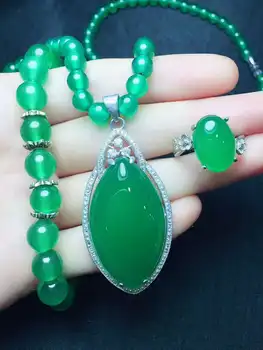 

925 silver inlaid natural chalcedony set!