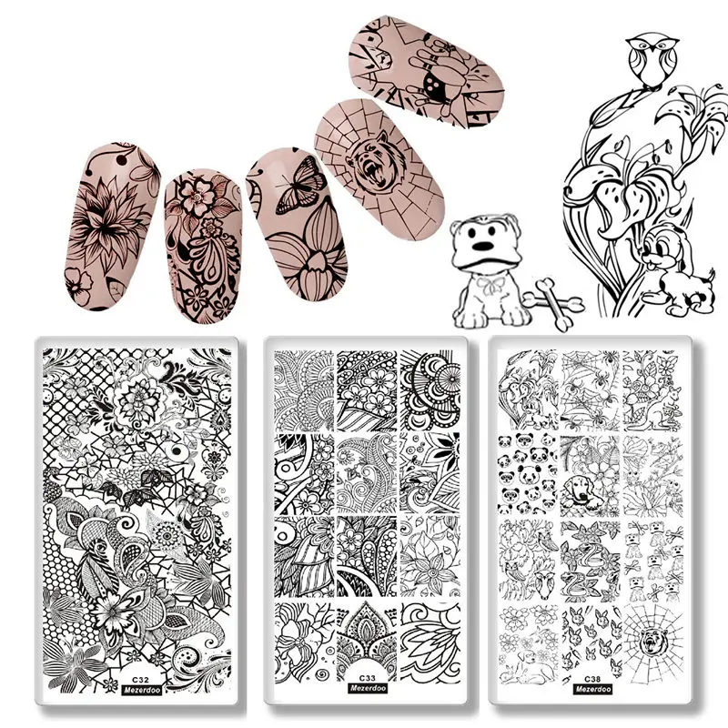 

1Pc Flower Stamping Nail Art Plate Valentine Celebration Deco Butterfly Animal Design Leaf Ball Patterns Image Stencil Template