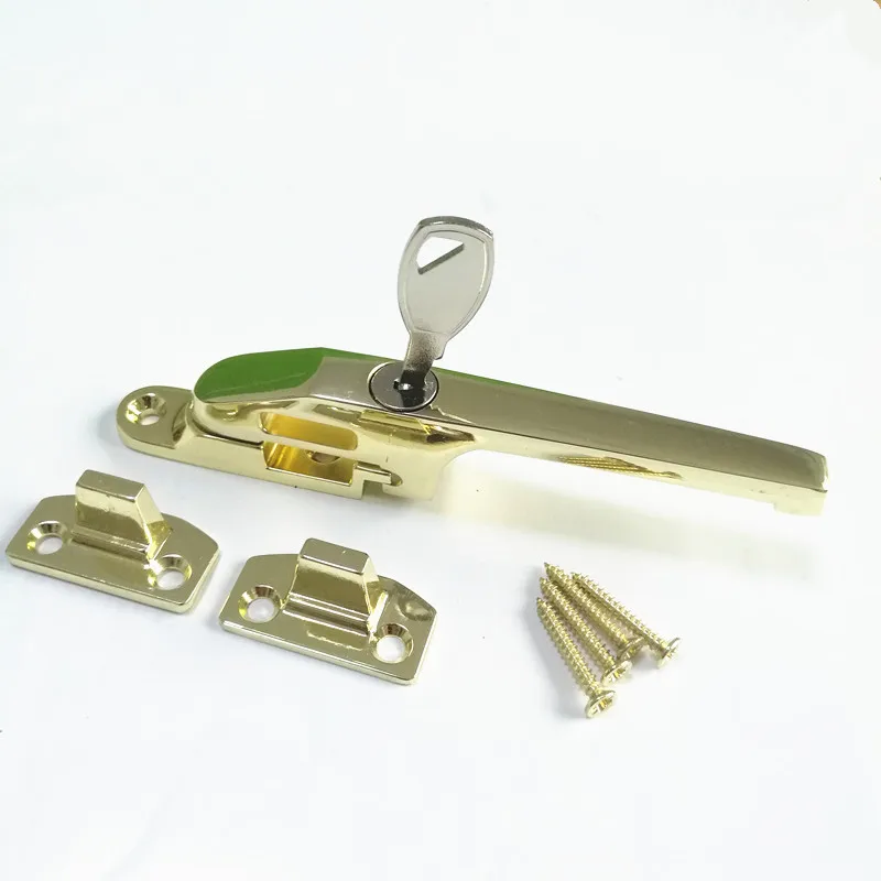 Free Shipping 1set Zinc Alloy Brass Sliding Window Handle Lock with Key