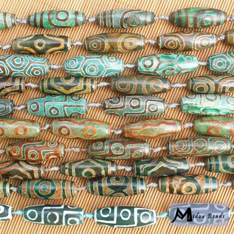 

Green Dzi Agat 14x40mm 9eyes Oval Beads , 8pcs per strand , Wholesale For DIY Jewellery Free Shipping !