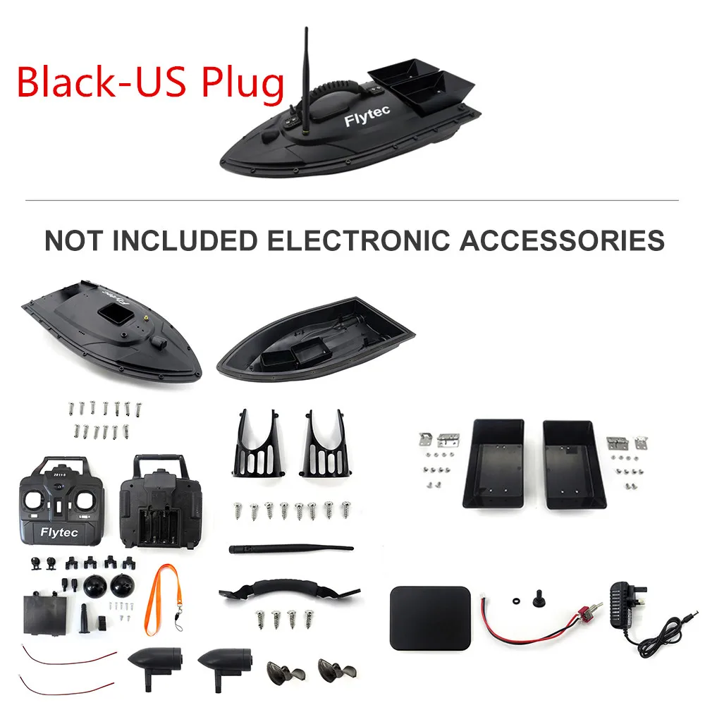 Новинка Flytec 2011-5 рыболокатор 1,5 кг загрузка дистанционное управление рыболовная приманка лодка RC лодка комплект версия DIY лодка - Цвет: Black-US Plug
