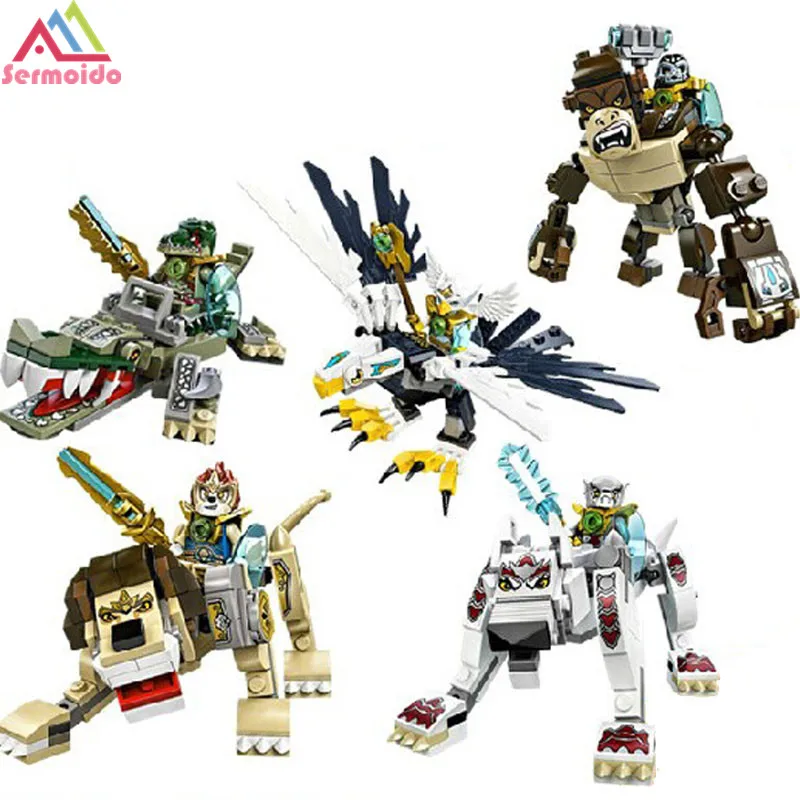 

SERMOIDO 5Pcs/Set Chmia Super Hero Building Blocks weapon Qigong Animal Model Bricks Compatible With lepin Toys For Children B72