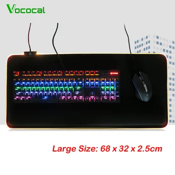 

Vococal 68 x 32CM Large USB Wired LED RGB Colorful Lighting Gaming Mousepad Mouse Keyboard Pad Non-Slip Laptop Computer Mice Mat