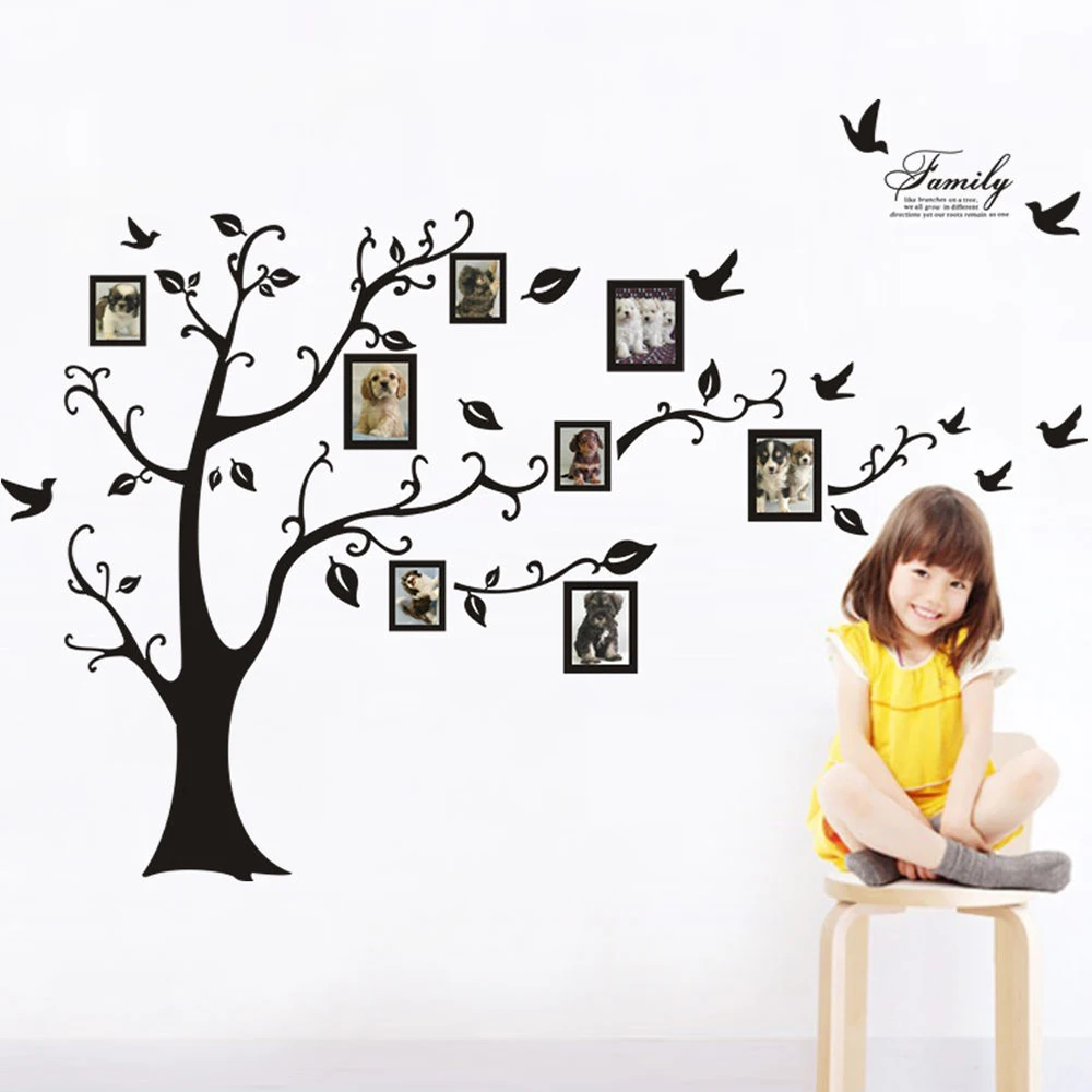 Foto Family Tree Bingkai Foto Burung Removable Wall Stiker Decals