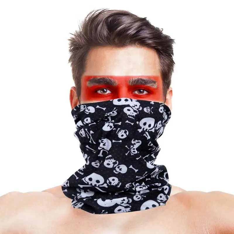 

Outdoor Sun Protect Skull Neck Scarf Neck Warmer Cover Scary Mask Face Scarf Shield Bike Scarf Bandanas HeadwearCamping Hunting