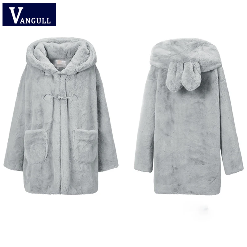 Corne Capuchon Fourrure Femmes Lâche Hiver Veste Chaud Casual 2018 Femme Pardessus Gray De pink Vêtements Doux Élégant À Bouton Faux Manteau fqwXtOxnvg
