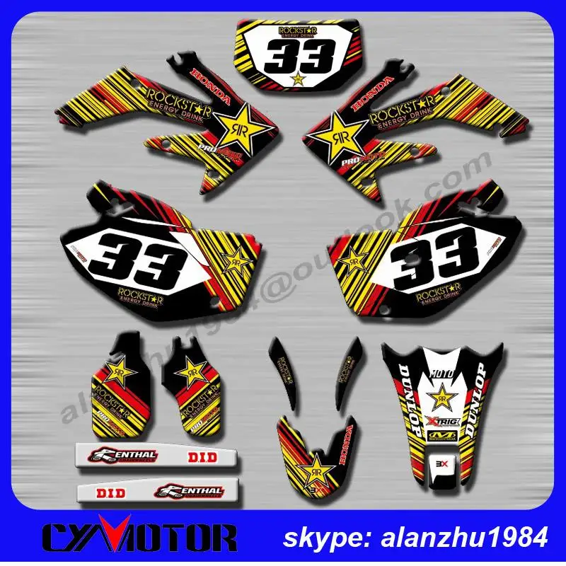 

FREE SHIPPING CRF250X 2004 2005 2006 2007  3M GRAPHICS  BACKGROUND 33 DECALS STICKERS KITS YELLOW DIRT BIKE