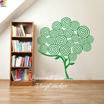 

Cartoon Swirl Tree Wall Sticker Baby Nursery Living Room Large Tree Branch Leaf Plant Nature Wall Decal Kids Room Vinyl Decor