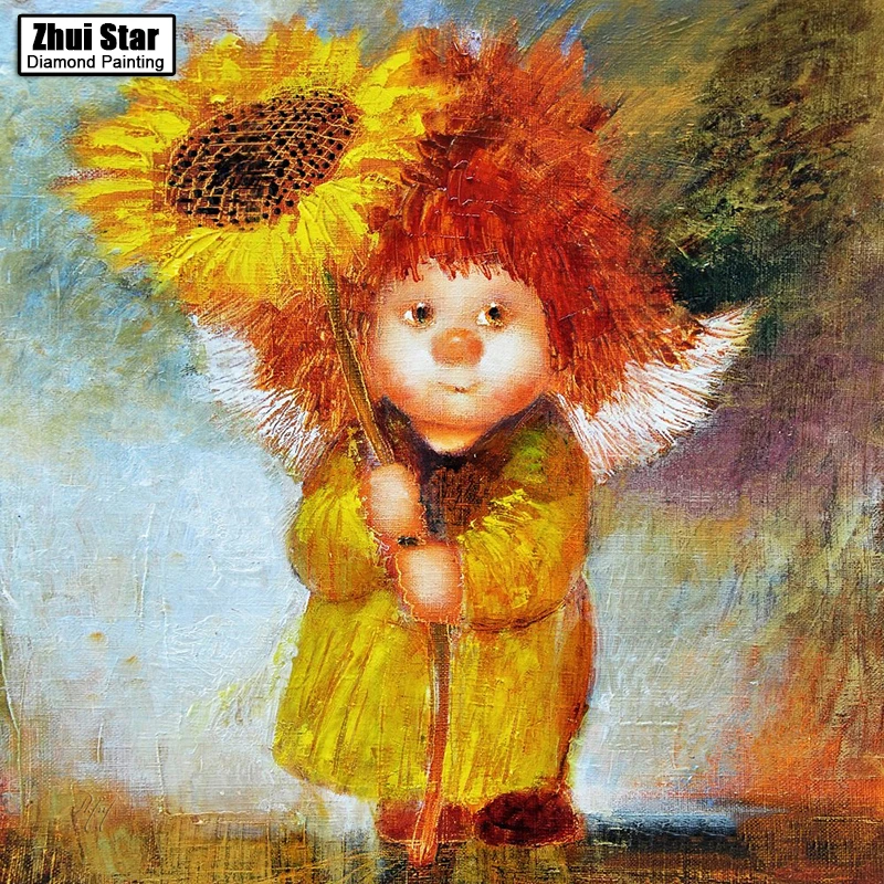 

little angel wall arts full diamond embroidery new needlework home decoration 3D diy diamond painting cross stitch