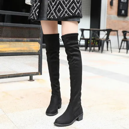 

Slim over the knee boots women's boots 2018 autumn new high boots boots women's thick with high heels winter women's shoes