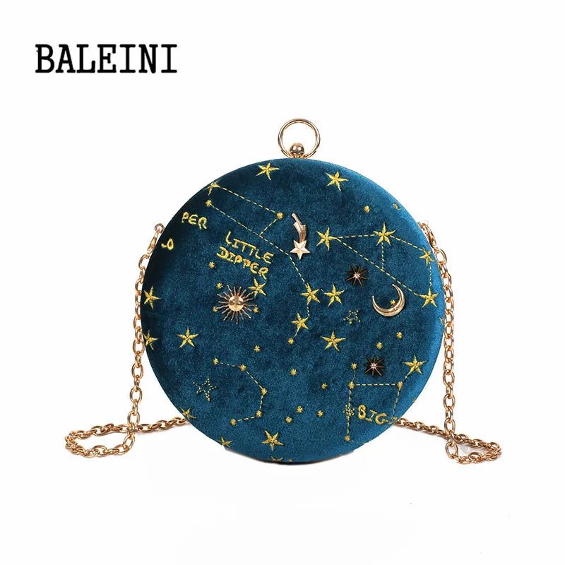 

Starry sky Circular Fashion Wool women Shoulder Bag Leather women's Crossbody Messenger Bags Ladies Purse Female Round Handbag