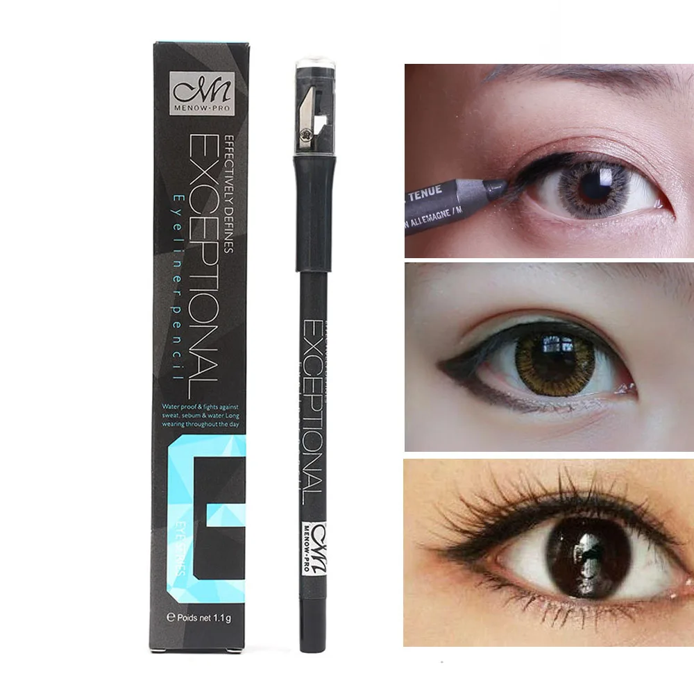 Menow solid eyeliner pencil with sharpener waterproof long lasting