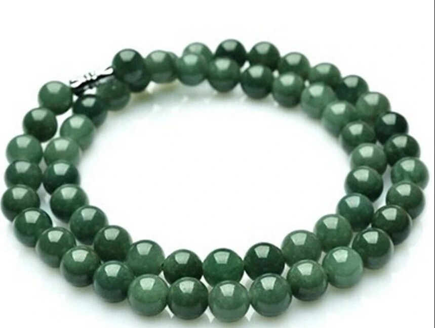 

1645 Chinese YouQing Jade/Jadeite Round Beads Necklace