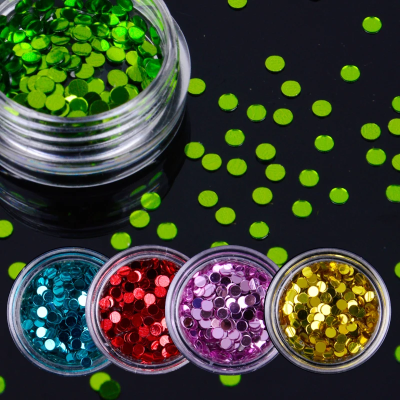 1 Box 2mm Solid Color Nail Glitter Sequins Shiny Nail Paillettes