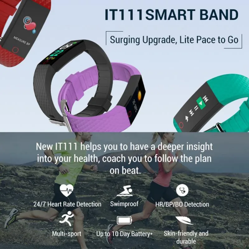 Men Sport Smart Wristband Bracelet Step Counter Blood Pressure Heart Rate Monitoring Long Standby Multi-sport Mode Watch | Наручные часы