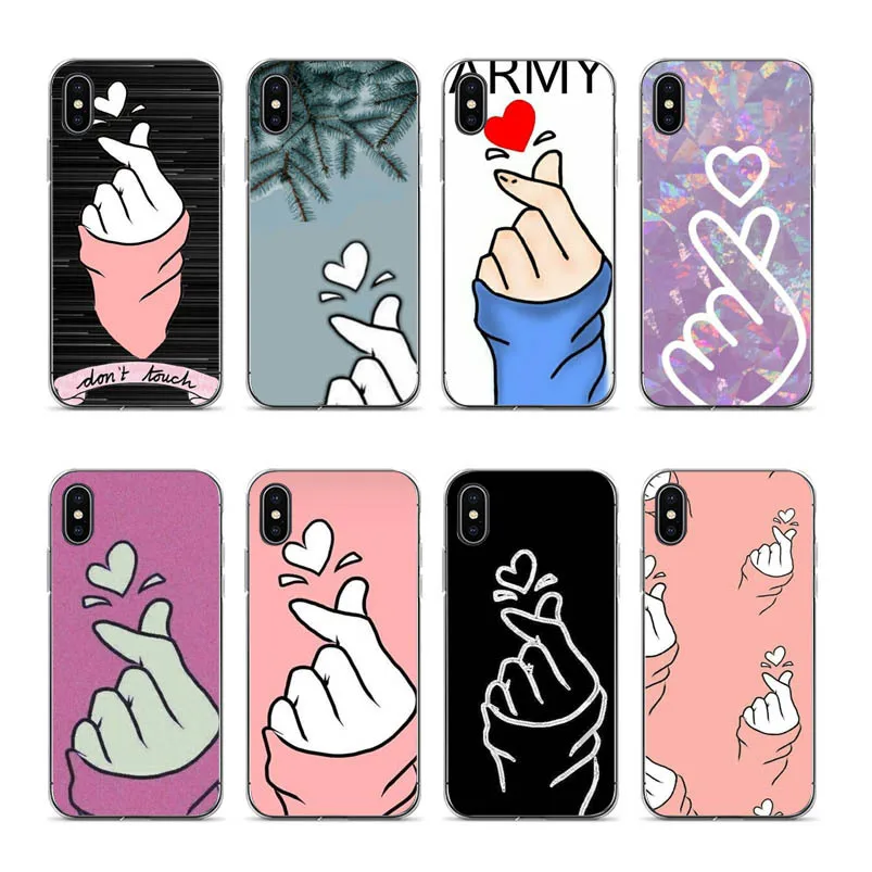 

Finger than heart Customized pictures Plastic soft Phone Case For Apple iPhone 8 6plus 6 6s 7 8 7plus 8p xr xs xsmax phone case