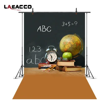 

Laeacco Back to School Photophone Globe Clock Book Blackboard Class Photography Backgrounds Student Portrait Photozone Backdrops