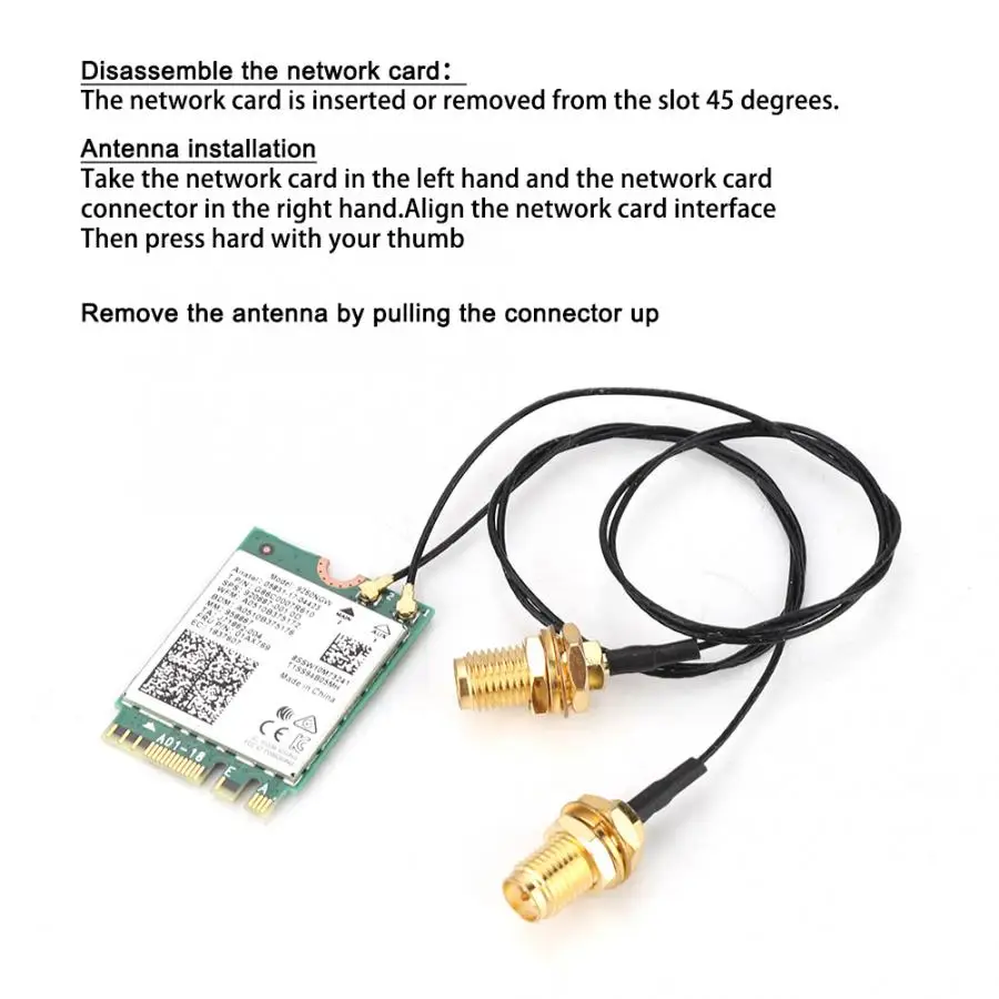 Bluetooth WiFi сетевая карта для Intel 9260NGW Двухдиапазонная Bluetooth 5,0 сетевая карта с 2* 6DBI антенной+ 2* IPX4 соединительный кабель