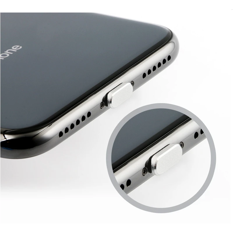 Металлическая Пылезащитная заглушка для зарядки iPhone 8, 7, 6, 6S Plus, мини Пылезащитная заглушка для iPhone 5, 5S, SE, аксессуары для телефонов