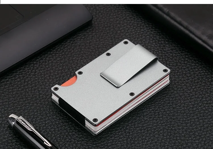 Новинка, карбоновый металлический кредитный держатель для карт, Rfid кошелек, блокирующий Портативный чехол для ID карты, мужской Алюминиевый зажим, Карманный чехол, 593 - Цвет: Gray