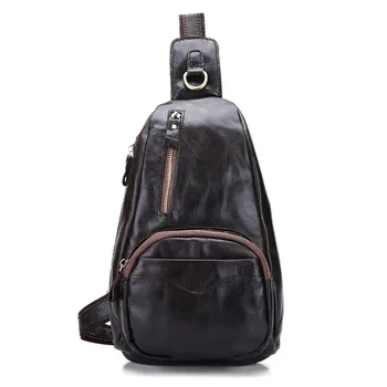 

BOLEKE Vintage Crazy Horse Leather Chest Bag Men Handmade Genuine Leather Chest Pack Male Brand Retro Shoulder Crossbody Bag
