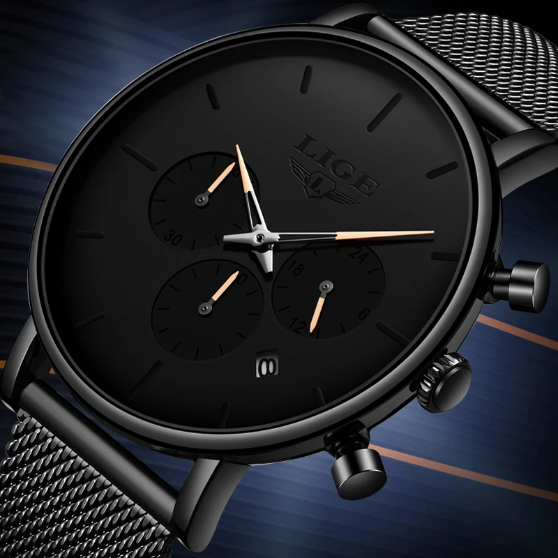 

LIGE New Business Date Mens Watches Top Brand Luxury Waterproof Sport Watch Men Ultra Thin Dial Analog Quartz Clock Reloj Hombre