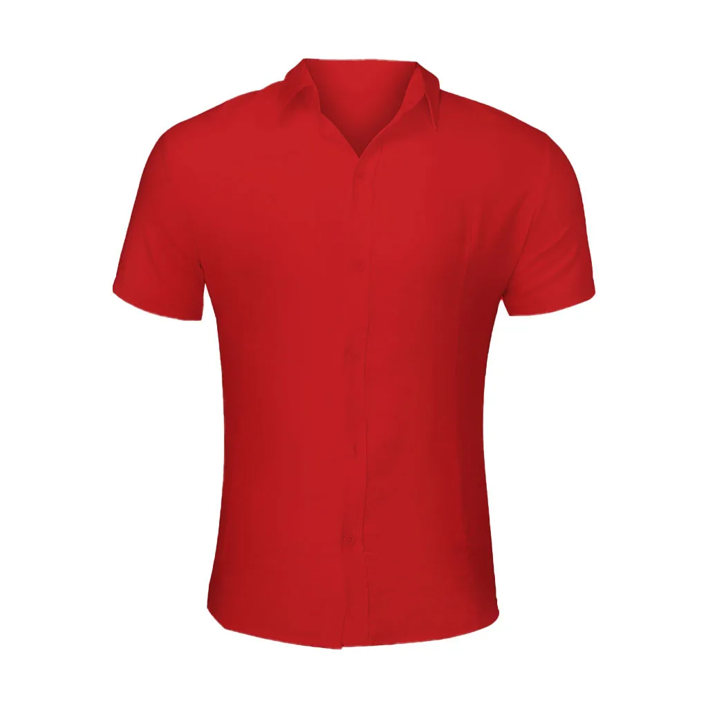 Womail New Arrival Men Fashion Casual short shirts Men Pure Color Button Splicing Pattern Casual Lapel Short Sleeve Shirt