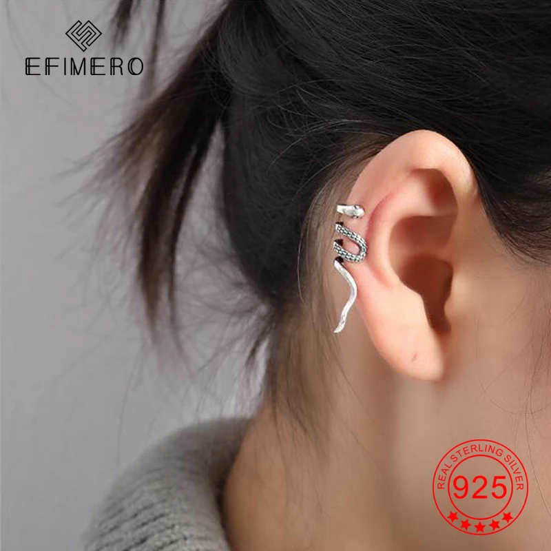 Серьги клипсы Змея для ушей из серебра 925 пробы без пирсинга 1 шт.|Серьги-клипсы| |