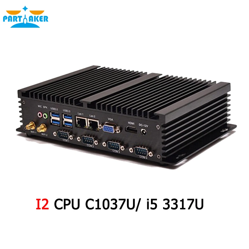  Partaker I2 Intel c1037u Dual Lan I5 3317u Processor Industrial Mini Rugged PC with 4*COM 2*HDMI 