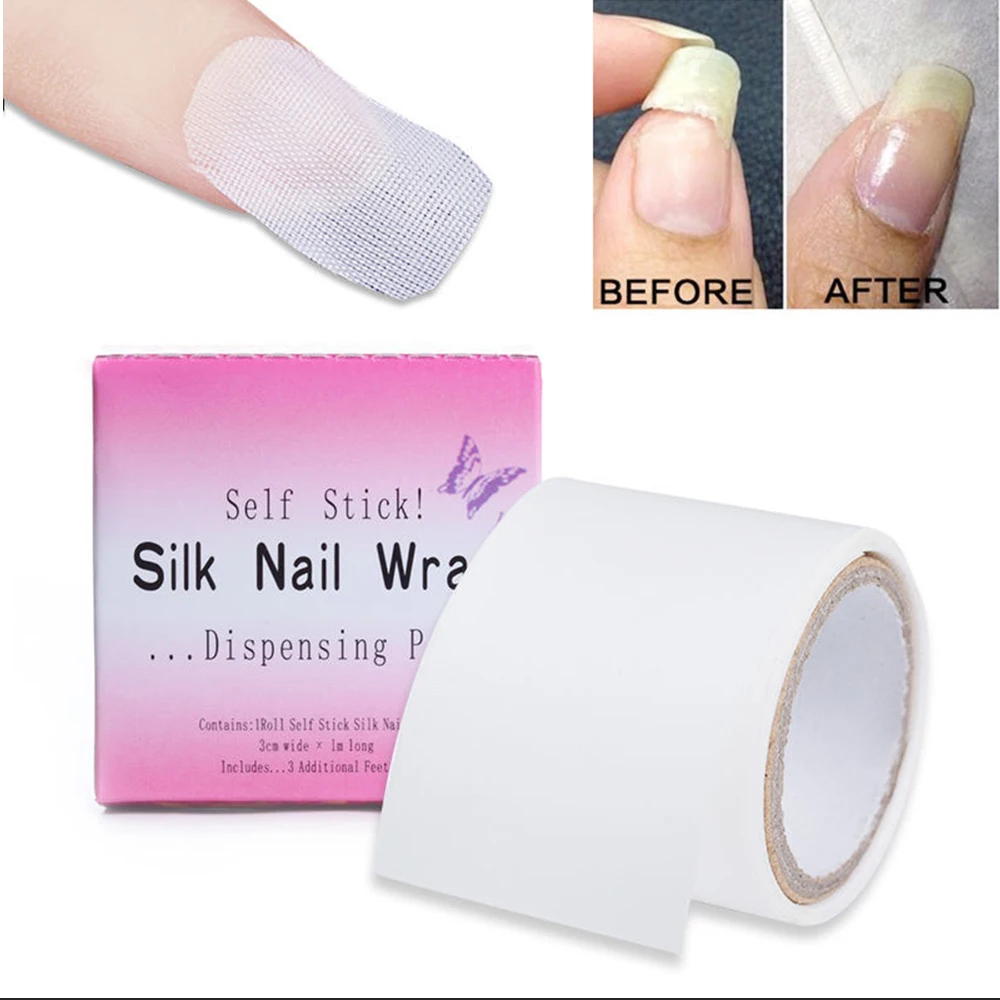 

Adhesive Silk Nail Protector Wrap Sticker Fiberglass Reinforce Tools 3*100cm White UV Gel Acrylic Nail Art Tool