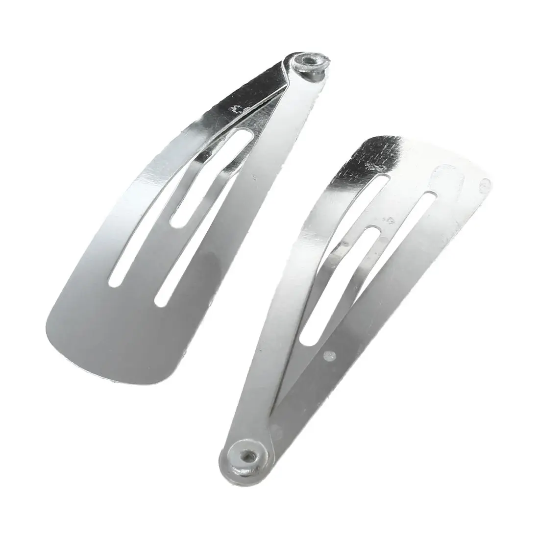 Lot of 50 Silver Tone Snap Hair Clips 40mm Craft Bow