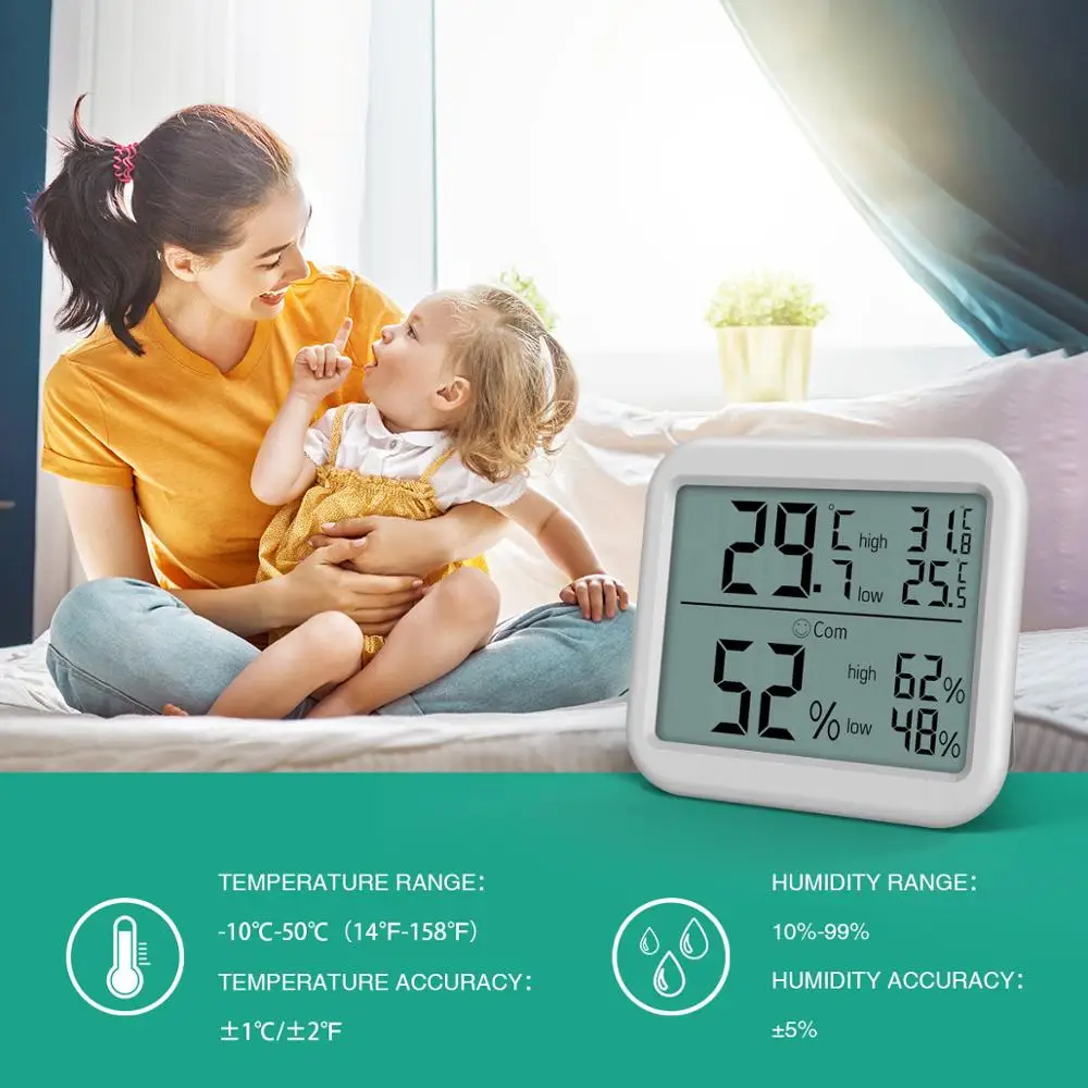 Kopen ORIA Mini Digitale Hygrometer Thermometer Thermometer Temperatuur Vochtigheid Monitor Gauge Meter Thuis Kantoor Slaapkamer Keuken