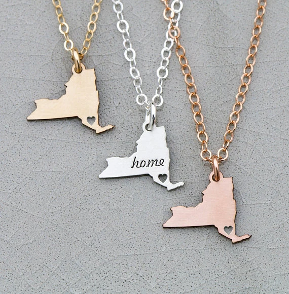 

2018 New Arrival New York State Charm Necklace Any Words Can Be Customed Drop Shipping Accepted YP6380